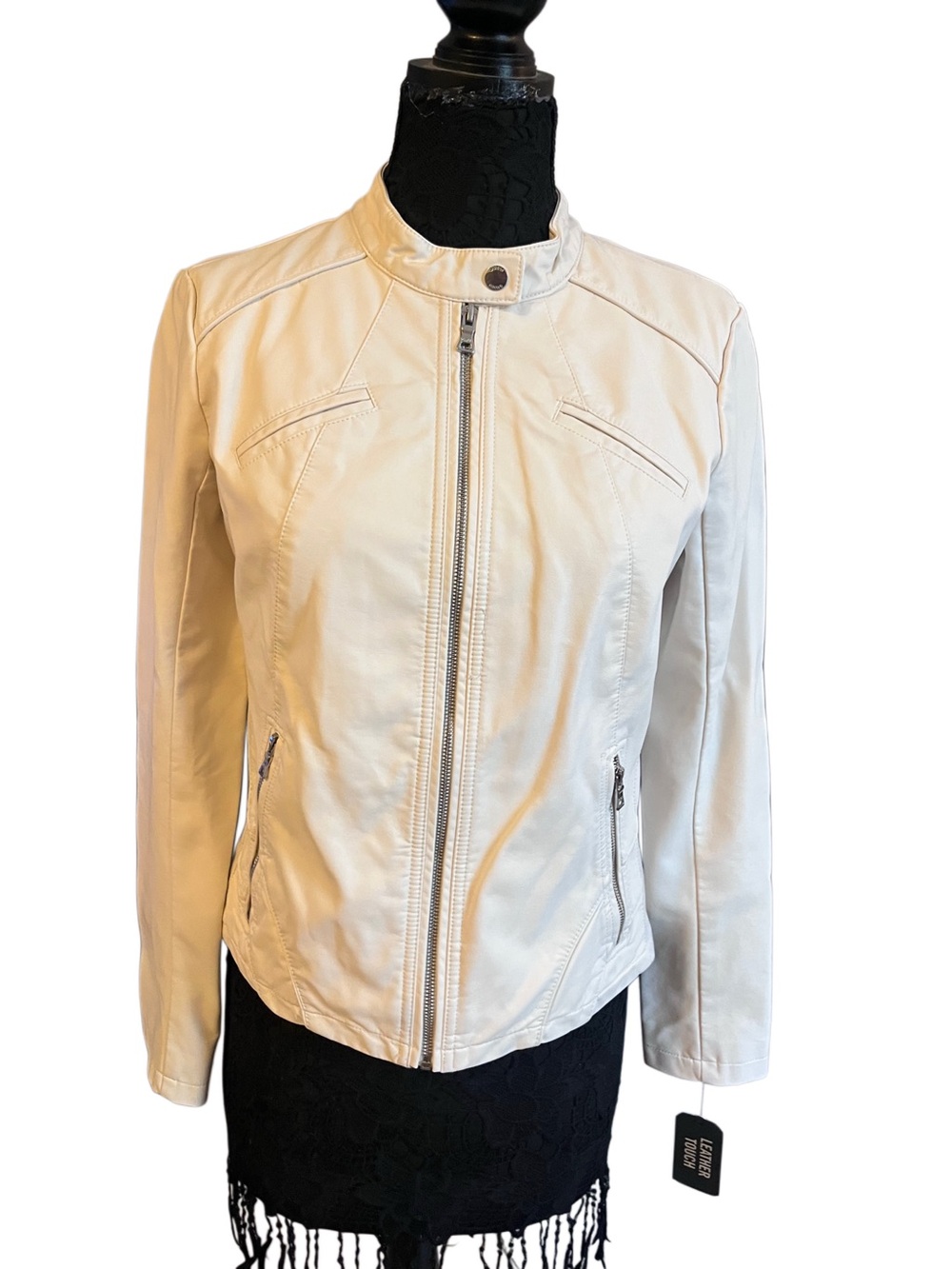 guess bands collar faux leather Moto Jacket